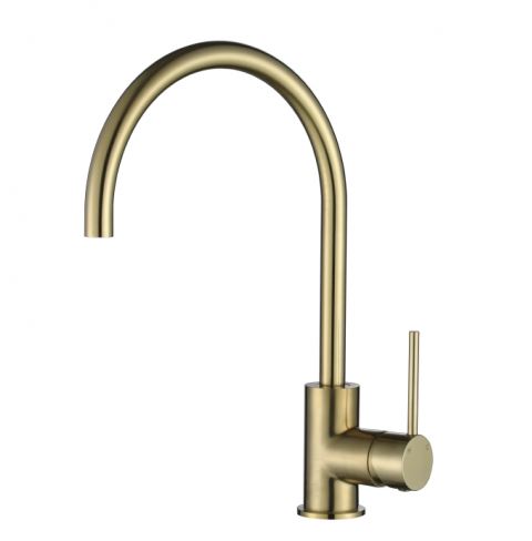 Round Mini Gooseneck Sink Mixer- Brushed Bronze