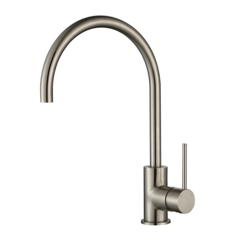 Round Mini Gooseneck Sink Mixer- Brushed Nickel