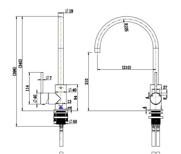 Round Mini Gooseneck Sink Mixer- Chrome