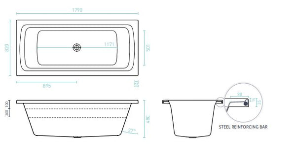 San Diego 1790 Inset Bath