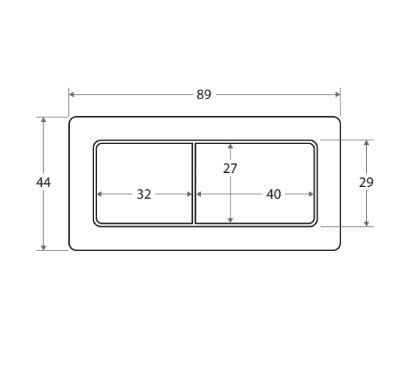 Rectangular Urban Brass Flush Buttons