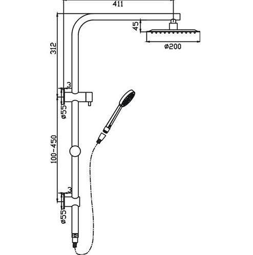 Rondo Shower System With Rail - Matte Black - Bayside Bathroom