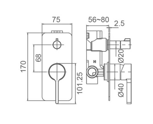 Gillian Shower Mixer With Diverter - Brushed Nickel