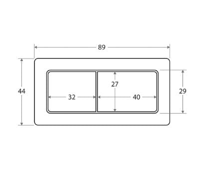 Rectangular Gun Metal Flush Buttons