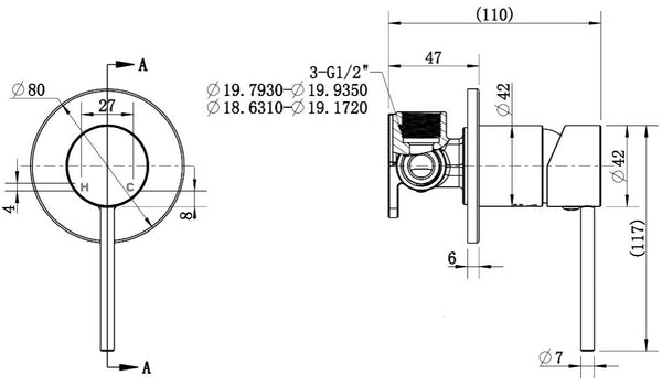 Round Mini Shower mixer - Brushed Nickel