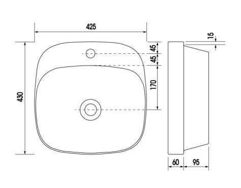 Kayla Gloss White 425 Semi Insert Ceramic Basin