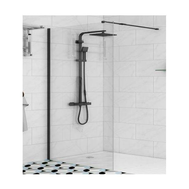Black- Single Fixed Walk-in Panel