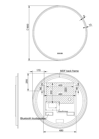 Remer Sphere Round 800 LED Mirror