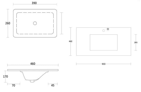 Boston Light Grey 900mm Wall Hung Vanity