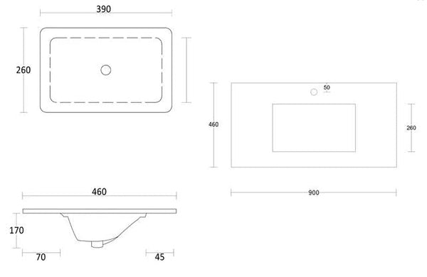 Oakley 900mm Wall Hung Vanity