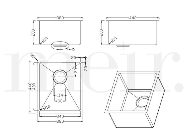Meir Gunmetal Black 380 sink