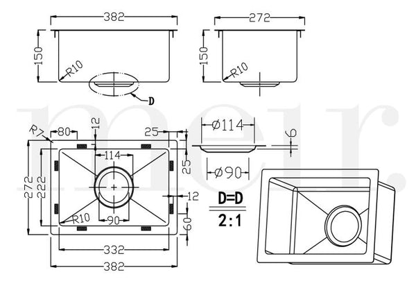 Meir Gunmetal Black mini 382 sink