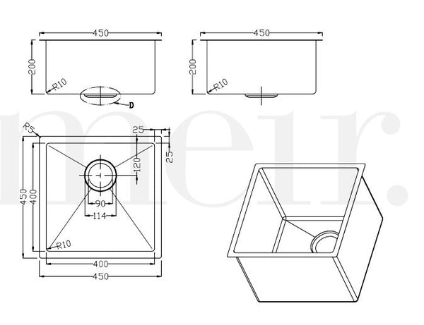 Meir Gunmetal Black 450 sink