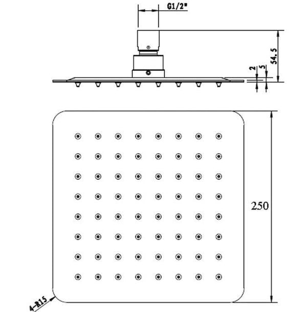 250mm Ultra Slim Shower Head - Bayside Bathroom