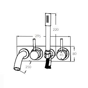 Sussex Voda Bath Mixer System 250mm With Handshower