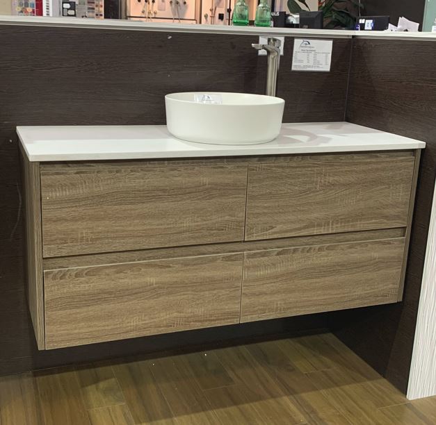 Buy Online Antico Oak 1200mm Vanity With Grey Quartz Stone Top In Melbourne Bayside Bathroom