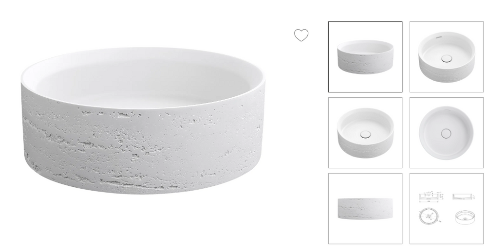 DESIGN Top-Mount Basin – Solid Surface Size: 380 × 380 × 125 mm