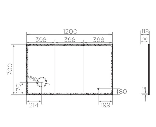 Xoni Mirror Cabinet - 1200 x 700