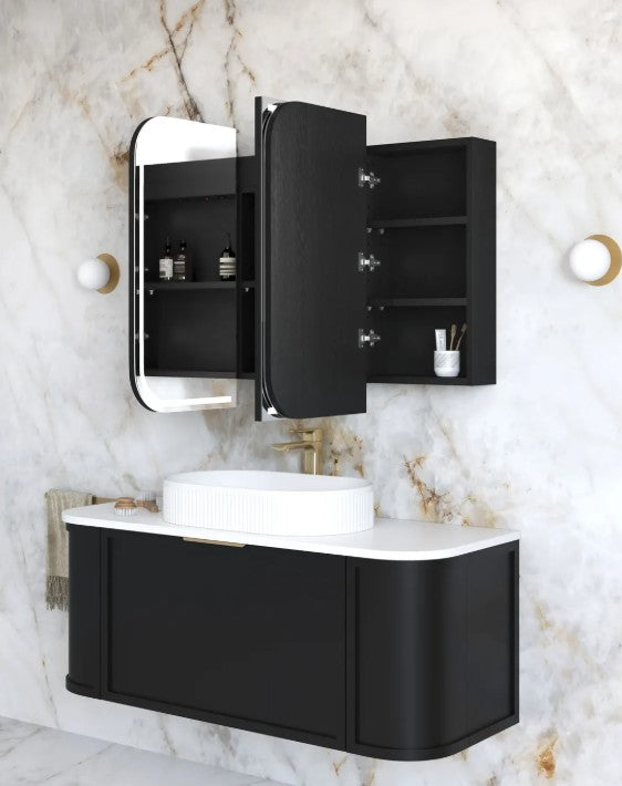 LED Maci 1200(W)x750(H) Black Shaving Cabinet - Premium Edition