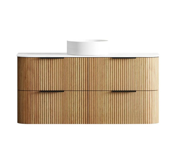 Havana Fluted 600mm-1800mm Woodland Oak Wall Hung Curve Vanity