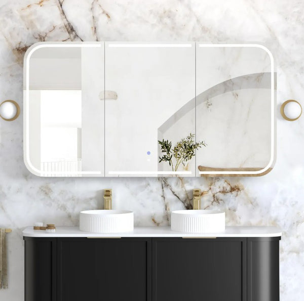 LED Maci 1500(W)x750(H) Black Shaving Cabinet - Premium Edition