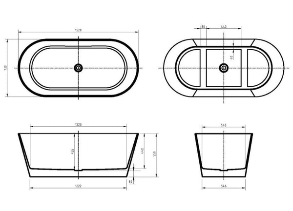 Oval Freestanding Bath 1370-1700mm