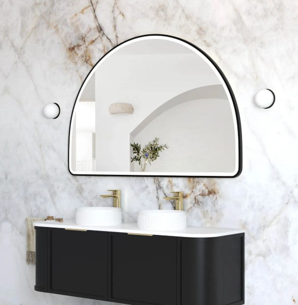 LED Half-Moon 1000(H)x1500(W) Black Metal Frame Mirror