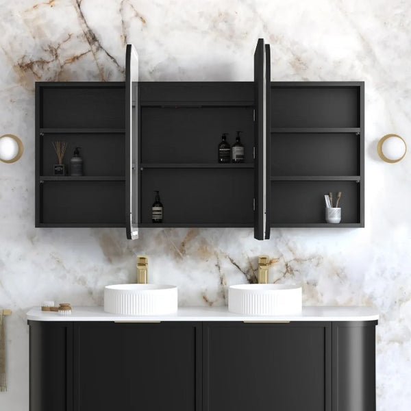 LED Maci 1500(W)x750(H) Black Shaving Cabinet - Premium Edition