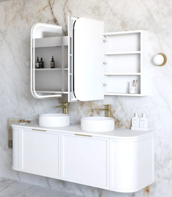 LED Maci 1500(W)x750(H) White Shaving Cabinet - Premium Edition