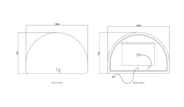 LED Half-moon 1000(H)x1500(W) Frameless Mirror