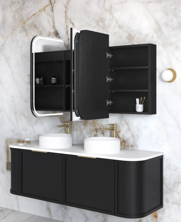 LED Maci 1500(W)x750(H) Black Shaving Cabinet - Premium Edition