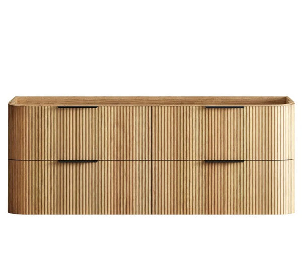 Havana Fluted 600mm-1800mm Woodland Oak Wall Hung Curve Vanity