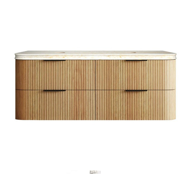 Havana Fluted 600mm-1800mm Woodland Oak Wall Hung Curve Vanity