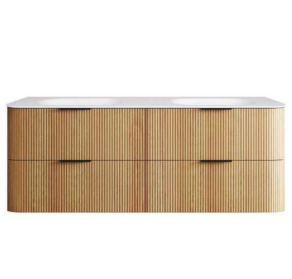 Havana Fluted 600mm-1800mm Woodland Oak Wall Hung Curve Vanity