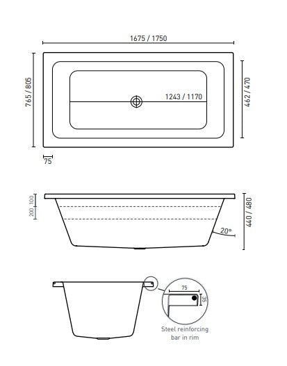 Carina 1675/1750 Dolce Vita 18-Jet Spa Bath