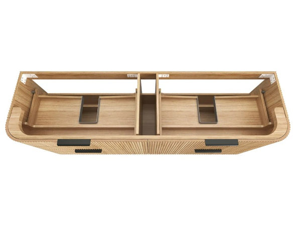 Havana Fluted 600mm-1800mm Woodland Oak Wall Hung Curve Vanity