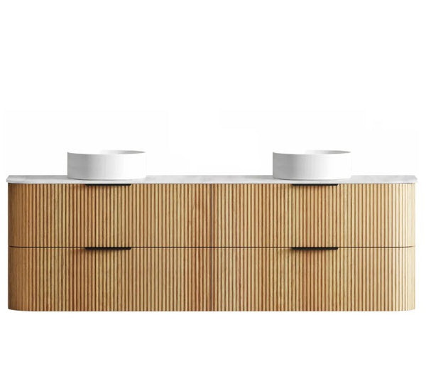 Havana Fluted 600mm-1800mm Woodland Oak Wall Hung Curve Vanity