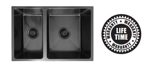 Black 630 Handmade Double Bowl Kitchen Sink