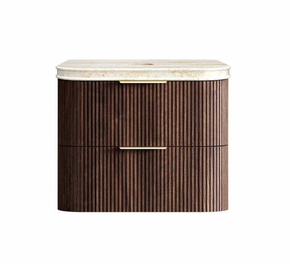 Havana Fluted 600mm-1800mm Sable Walnut Wall Hung Curve Vanity