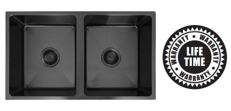 Black 760 Handmade Double Bowl Kitchen Sink