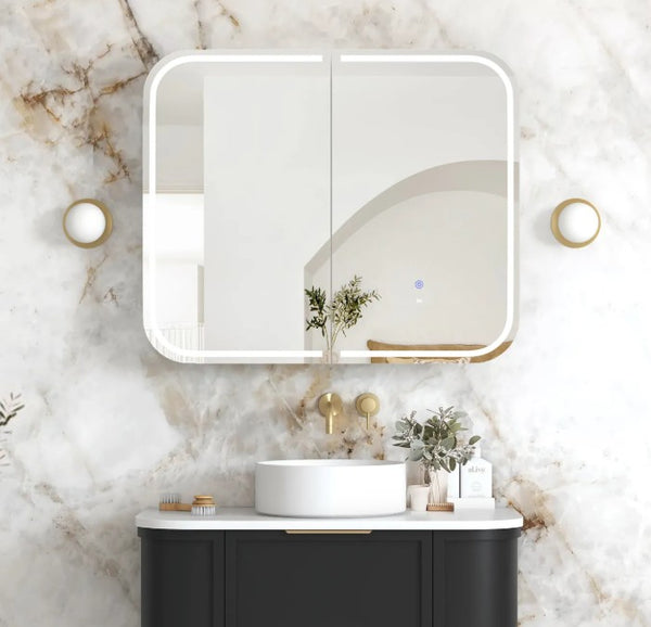 LED Maci 900(W)x750(H) Black Shaving Cabinet - Premium Edition