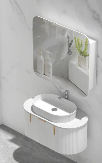 Maci 750-1200mm Matte White Shaving Cabinet
