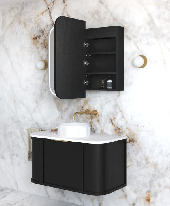 LED Maci 900(W)x750(H) Black Shaving Cabinet - Premium Edition