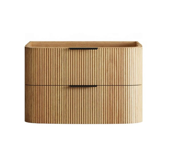 Havana Fluted 600mm-1800mm Woodland Oak Wall Hung Curve Vanity