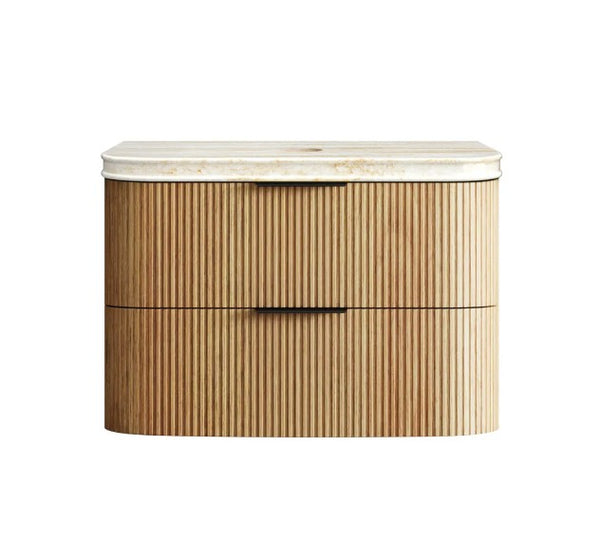 Havana Fluted 600mm-1800mm Woodland Oak Wall Hung Curve Vanity