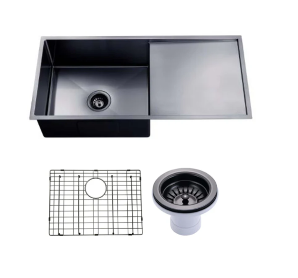Select 960mm Gunmetal Black Sink With Drainer
