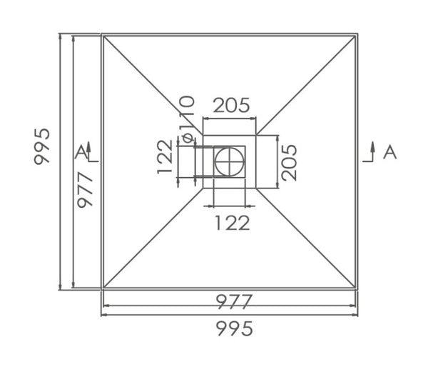 Square Tile Tray Centre outlet
