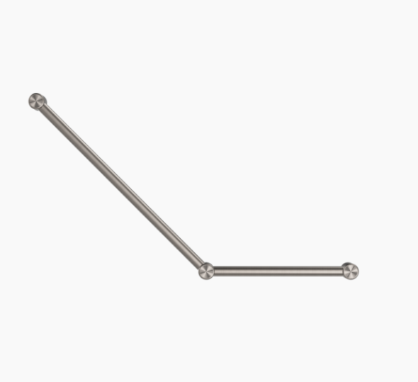 MECCA Care 750x450mm Brushed Nickel Ambulant Toilet Grab Rail 45 Degree 32mm