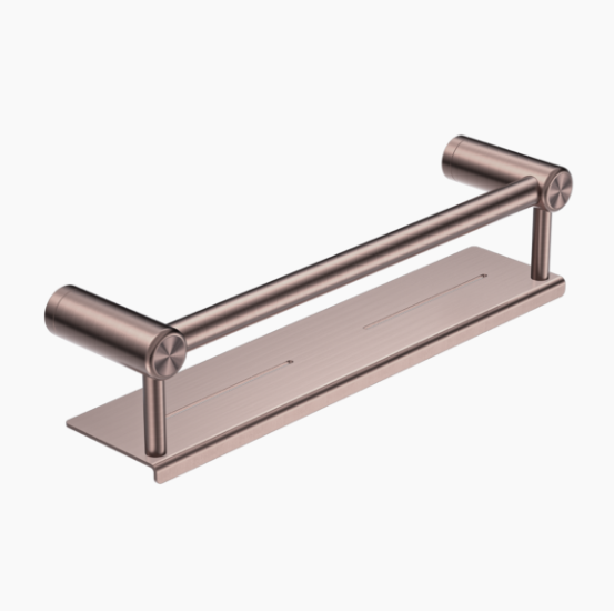 MECCA Care Brushed Bronze Grab rail With Shelf 300/450mm