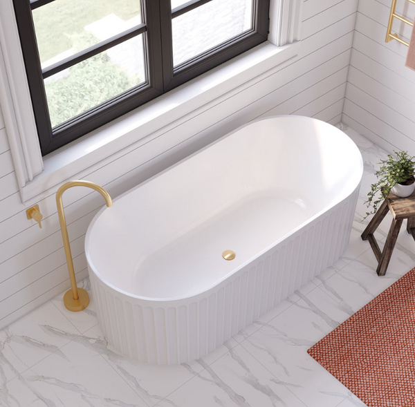 Eleanor Gloss White Fluted Freestanding Acrylic Bath